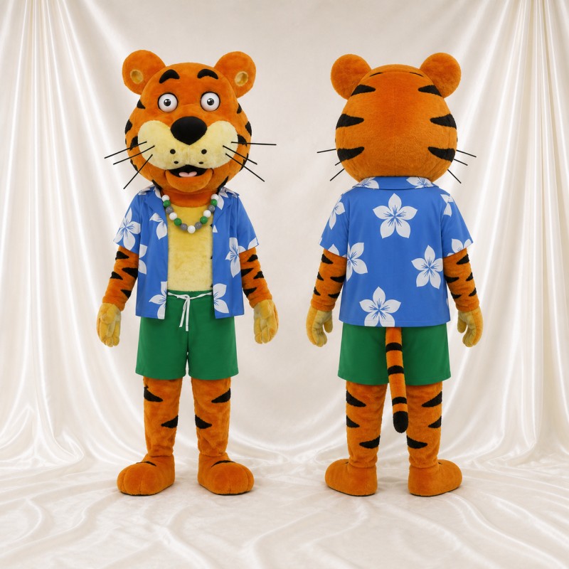 Tiger Tourist Mascot Costume Full Body for Adults School Events