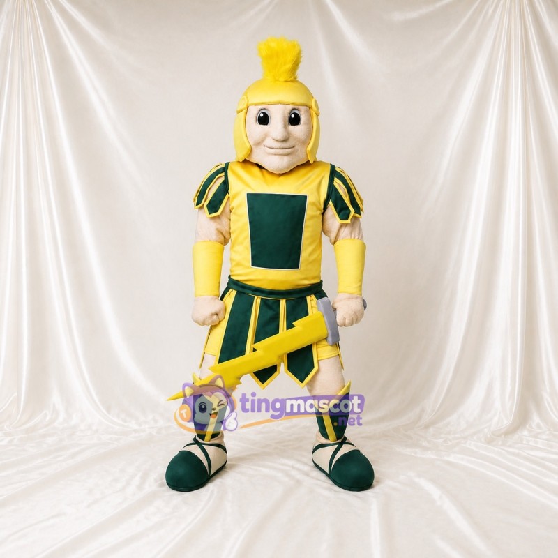 Gold Sword Prop Ancient Warrior Mascot Costume Full Body for Adults Museums