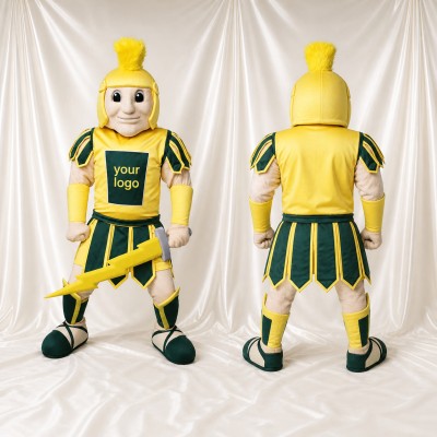 Gold Sword Prop Ancient Warrior Mascot Costume Full Body for Adults Museums