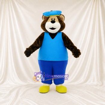 Ours à Bavette Bleu Costume de mascotte intégral pour adultes Événements scolaires