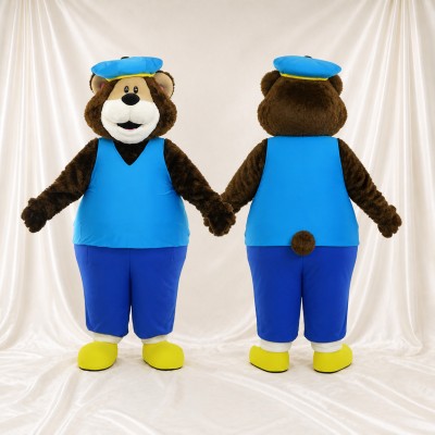 Ours à Bavette Bleu Costume de mascotte intégral pour adultes Événements scolaires