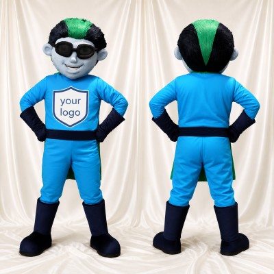 Turquoise Superhero Mascot Costume Full Body for Adults Charity Events