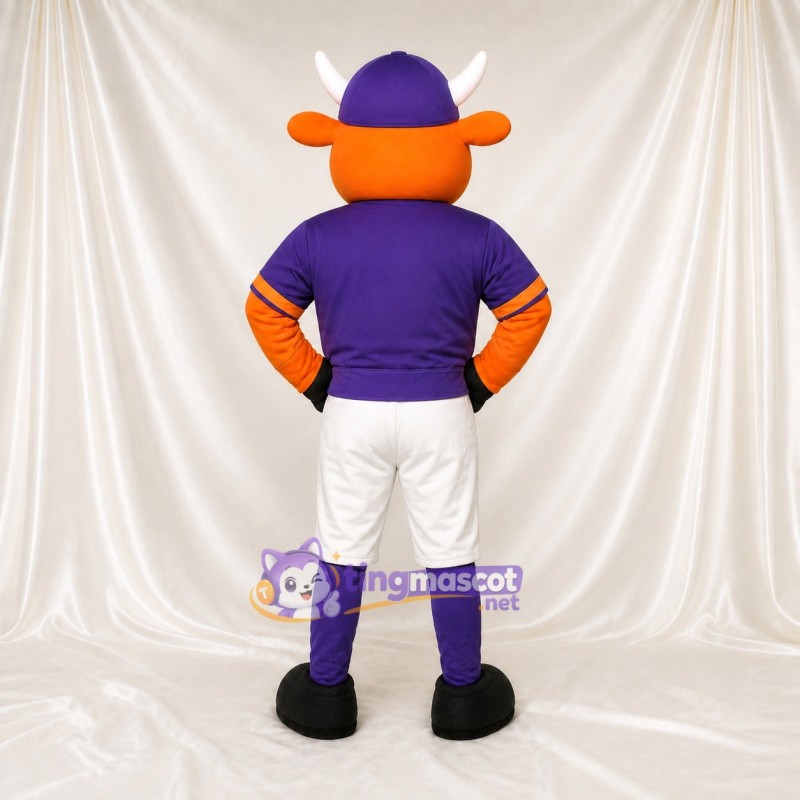 Orange Bull Athlete Mascot Costume Full Body for Adults Sports Events