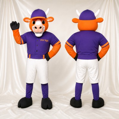 Orange Bull Athlete Mascot Costume Full Body for Adults Sports Events