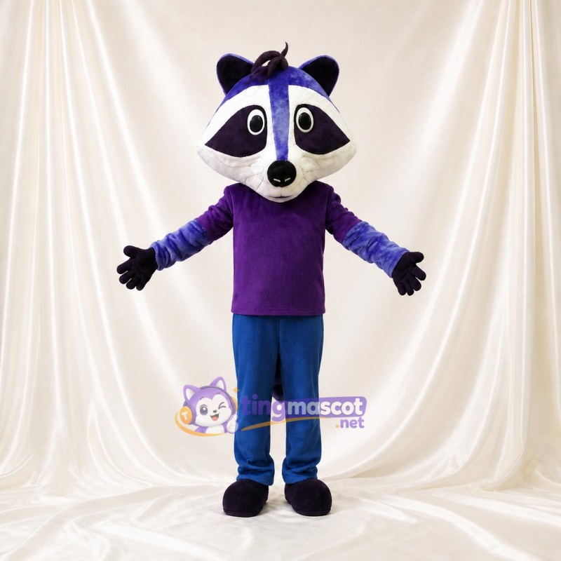 Purple Raccoon Mascot Costume Full Body for Adults Sports Events