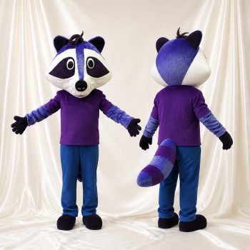Purple Raccoon Mascot Costume Full Body for Adults Sports Events