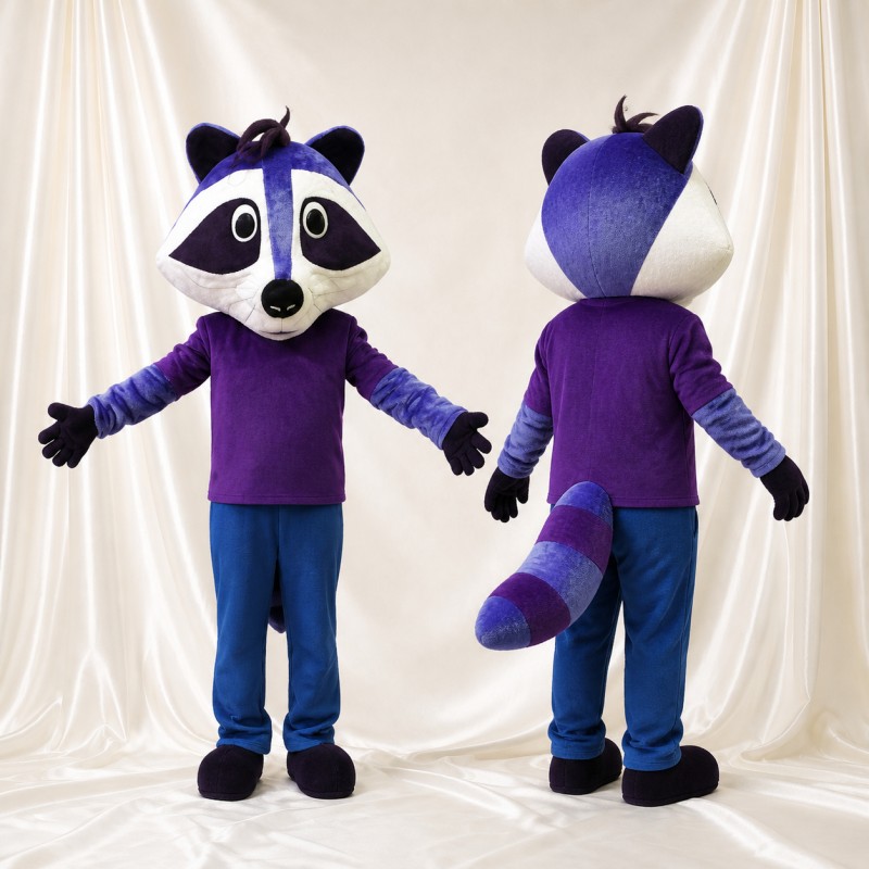 Purple Raccoon Mascot Costume Full Body for Adults Sports Events