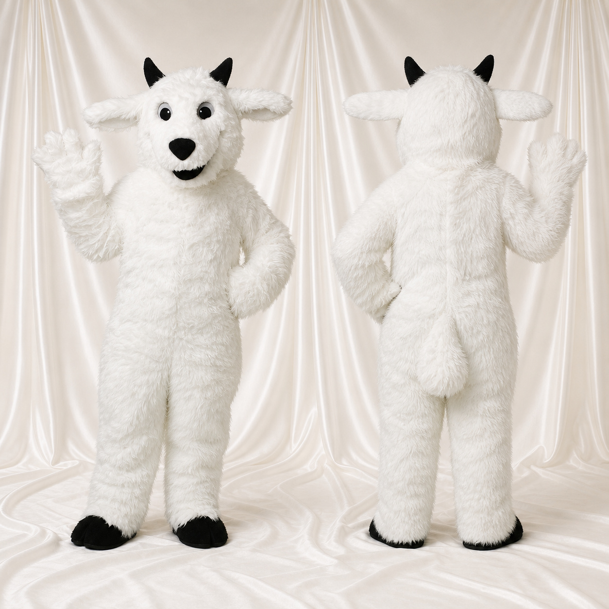 Chèvre Blanche Costume de mascotte intégral pour adultes Événements gastronomiques Chèvre Blanche Costume de mascotte intégral pour adultes Événements gastronomiques