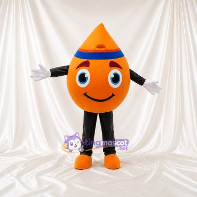 Orange Water Drop Mascot Costume Full Body for Adults School Events