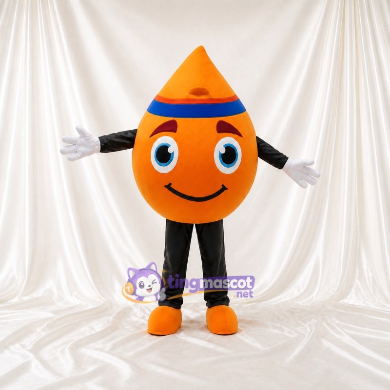 Orange Water Drop Mascot Costume Full Body for Adults School Events