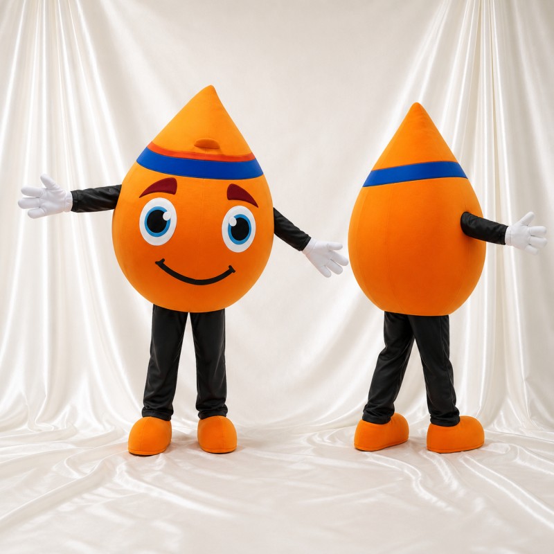 Orange Water Drop Mascot Costume Full Body for Adults School Events