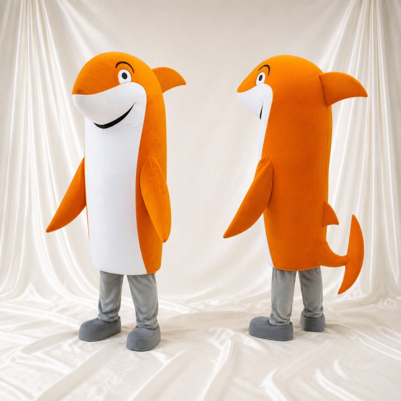 Orange Shark Mascot Costume Full Body for Adults Aquariums
