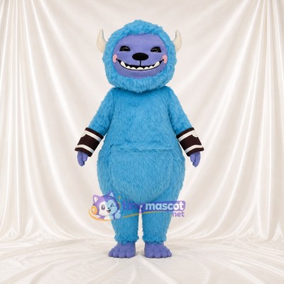 Light Blue Furry Monster Mascot Costume Full Body for Adults School Events