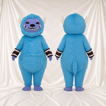 Monstre Poilu Bleu Clair Costume de mascotte intégral pour adultes Événements scolaires