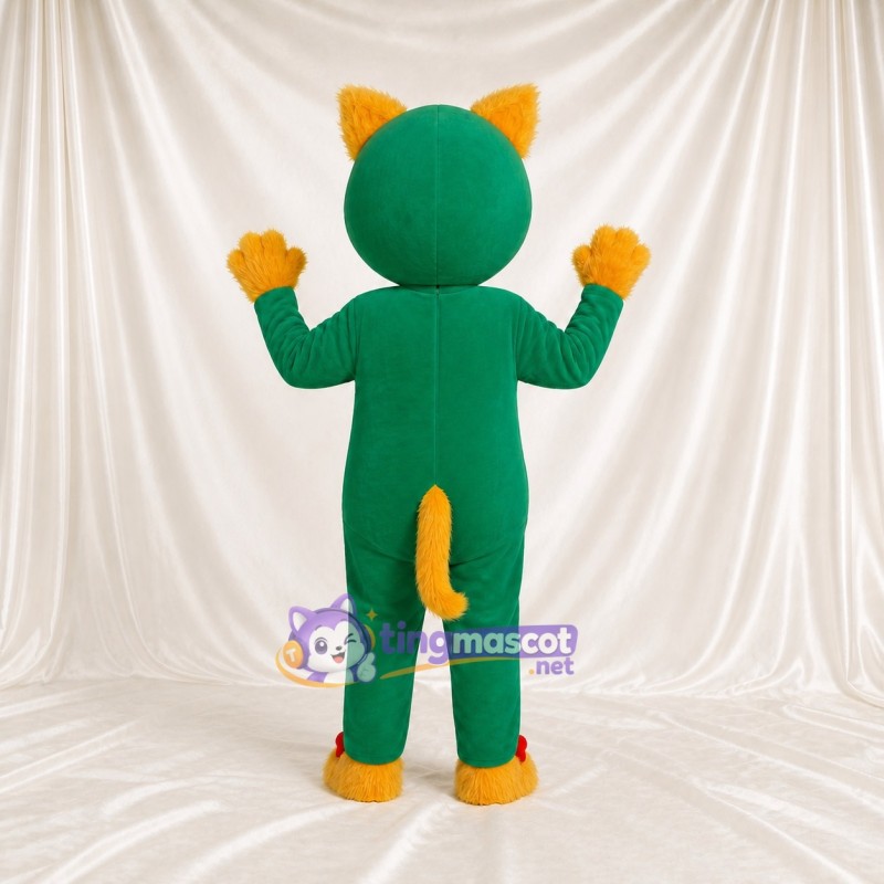 Green Cat Mascot Costume Full Body for Adults School Events