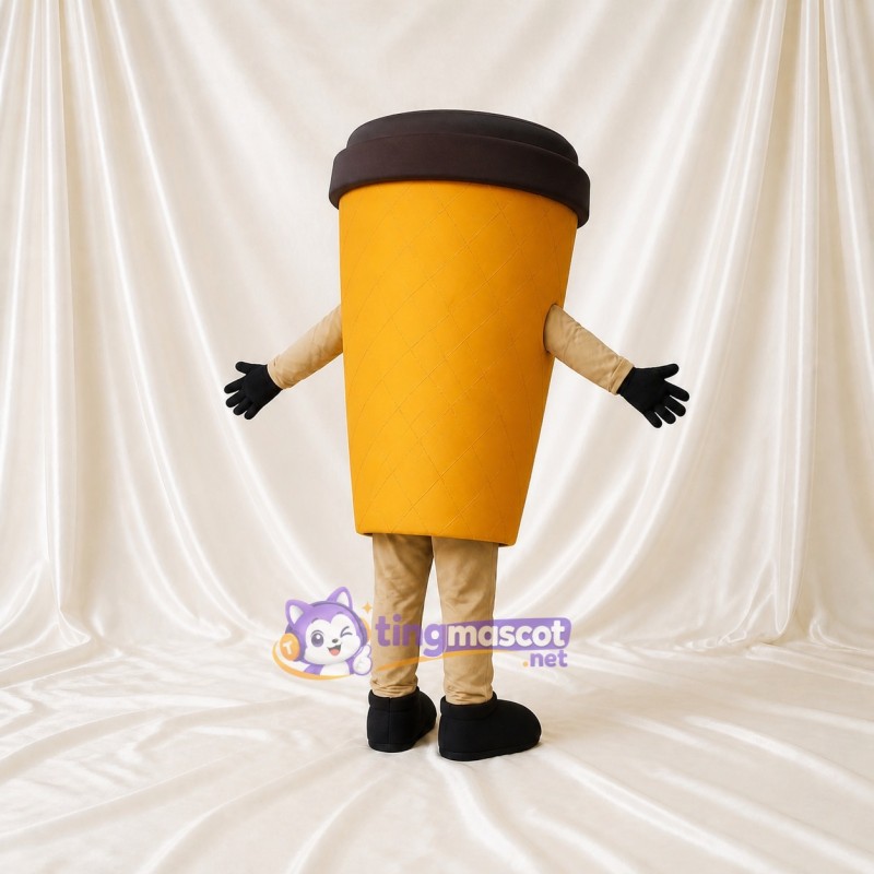 Tasse de café jaune doré Costume de mascotte intégral pour adultes Événements gastronomiques