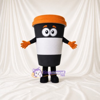 Gobelet de café à emporter rayé Costume de mascotte intégral pour adultes Événements gastronomiques