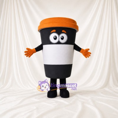 Striped Takeaway Coffee Cup Mascot Costume Full Body for Adults Food Events