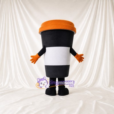 Striped Takeaway Coffee Cup Mascot Costume Full Body for Adults Food Events