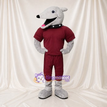 Chien athlète gris Costume de mascotte intégral pour adultes Événements sportifs