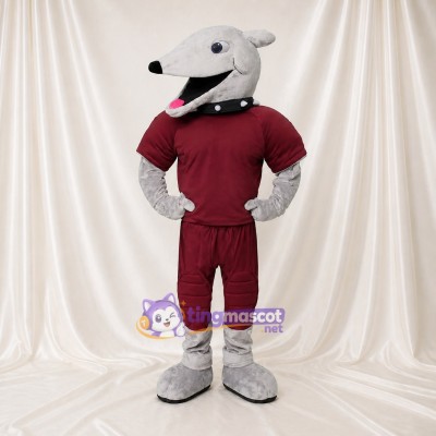 Chien athlète gris Costume de mascotte intégral pour adultes Événements sportifs