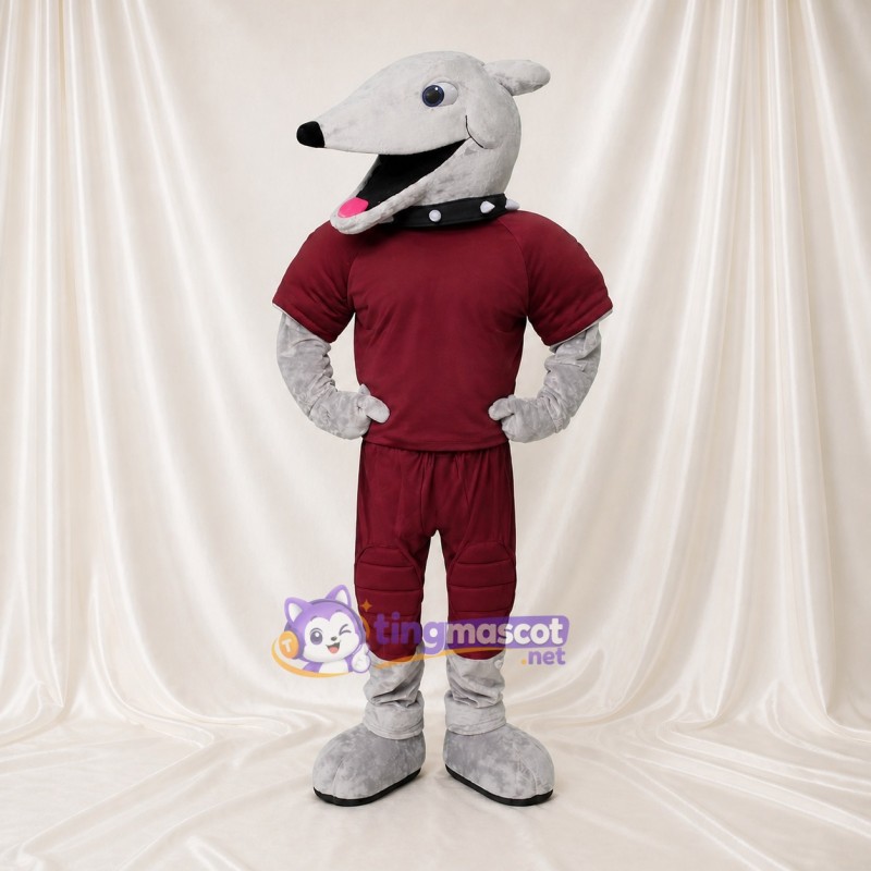 Chien athlète gris Costume de mascotte intégral pour adultes Événements sportifs