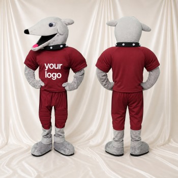 Chien athlète gris Costume de mascotte intégral pour adultes Événements sportifs