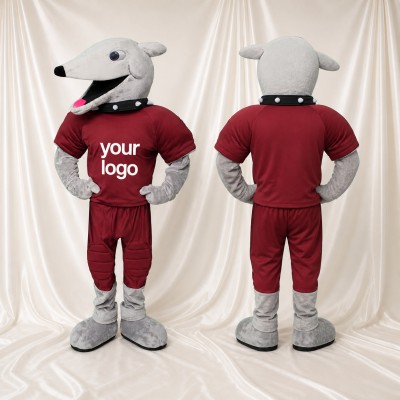 Chien athlète gris Costume de mascotte intégral pour adultes Événements sportifs