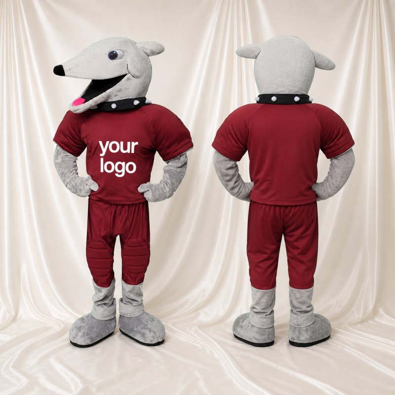 Chien athlète gris Costume de mascotte intégral pour adultes Événements sportifs