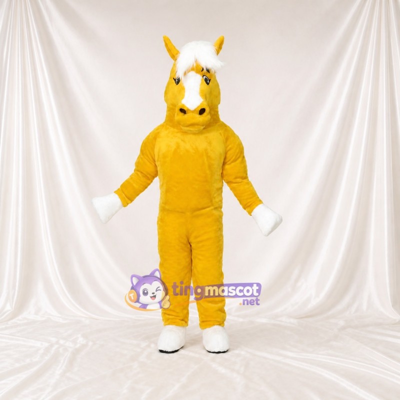Yellow Horse Mascot Costume Full Body for Adults School Events