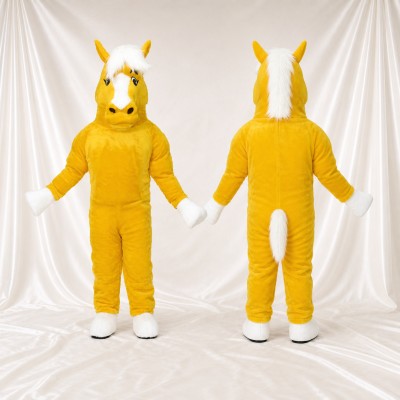 Yellow Horse Mascot Costume Full Body for Adults School Events