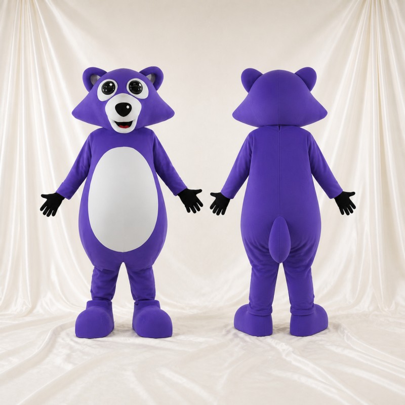 Purple Raccoon Mascot Costume Full Body for Adults School Events