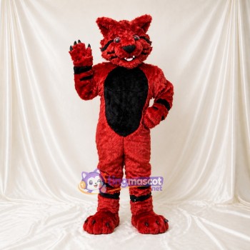 Red Wildcat Mascot Costume Full Body for Adults Sports Events