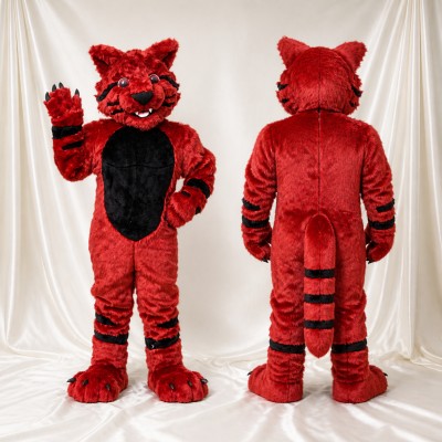 Red Wildcat Mascot Costume Full Body for Adults Sports Events