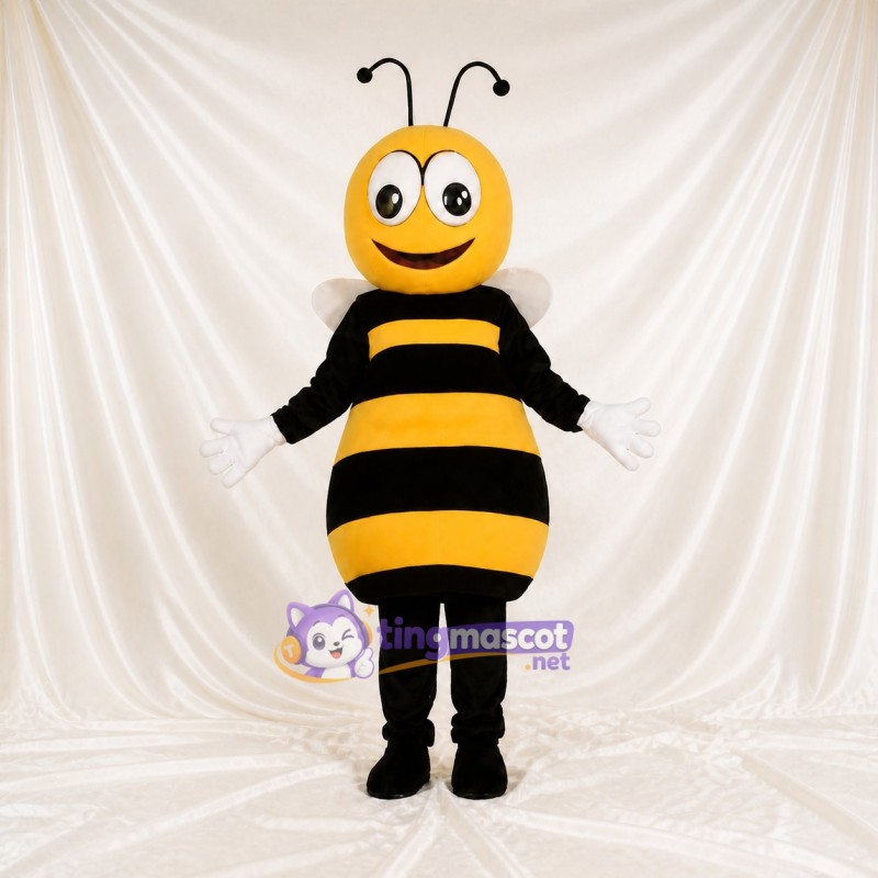 Yellow Striped Rounded Bee Mascot Costume Full Body for Adults School Events