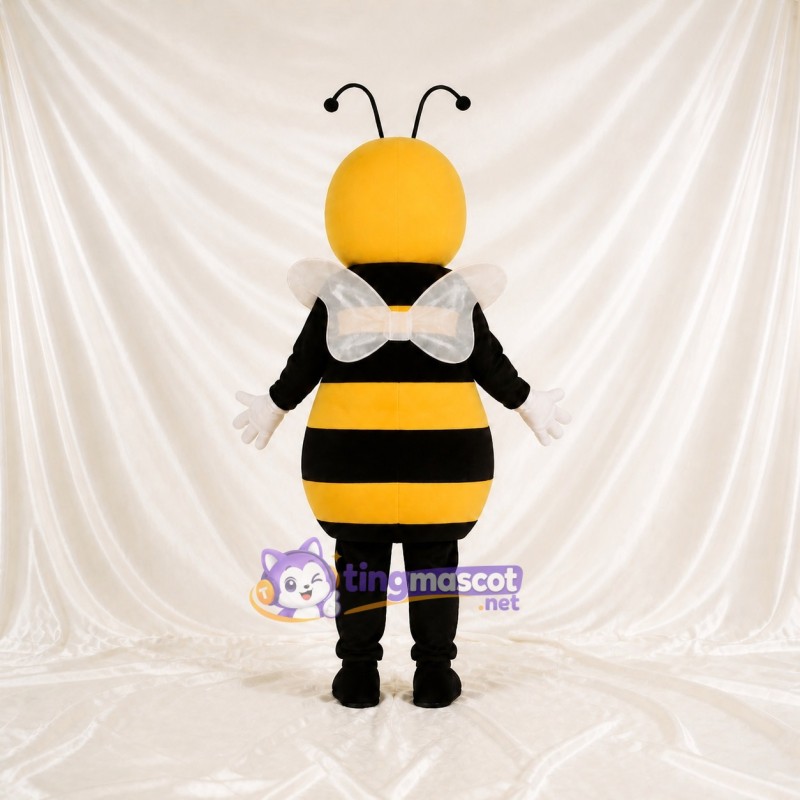 Yellow Striped Rounded Bee Mascot Costume Full Body for Adults School Events