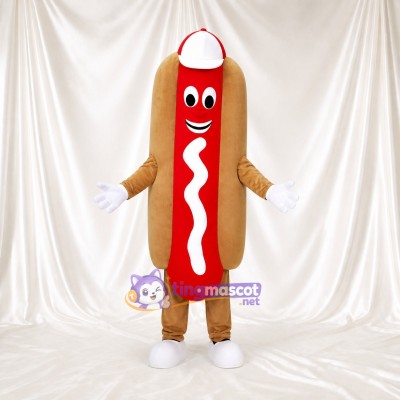 Brauner Hotdog Maskottchenkostüm Ganzkörper für Erwachsene Gastronomieveranstaltungen