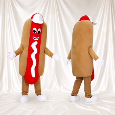Brauner Hotdog Maskottchenkostüm Ganzkörper für Erwachsene Gastronomieveranstaltungen