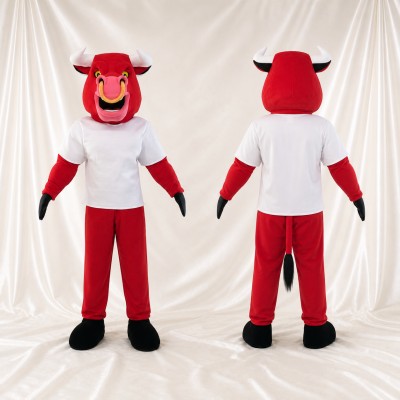 Bold Red Bull Mascot Costume Full Body for Adults Sports Events