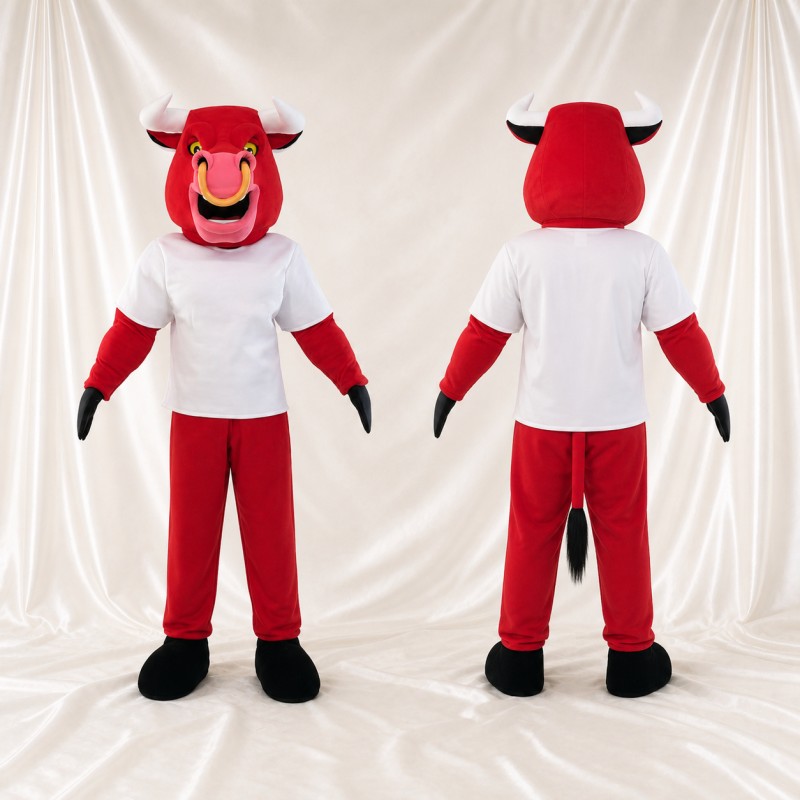 Bold Red Bull Mascot Costume Full Body for Adults Sports Events