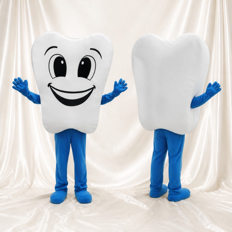 Smiling Tooth Tooth Mascot Costume Full Body for Adults School Events