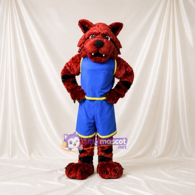 Athlète Chat Sauvage Rouge Costume de mascotte intégral pour adultes Événements sportifs