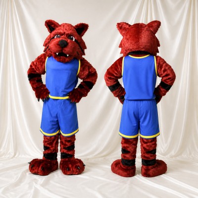 Athlète Chat Sauvage Rouge Costume de mascotte intégral pour adultes Événements sportifs