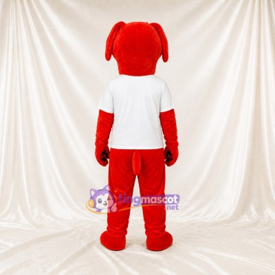 Bright Red Dog Mascot Costume Full Body for Adults School Events