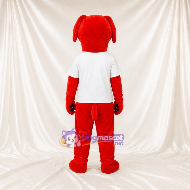 Bright Red Dog Mascot Costume Full Body for Adults School Events