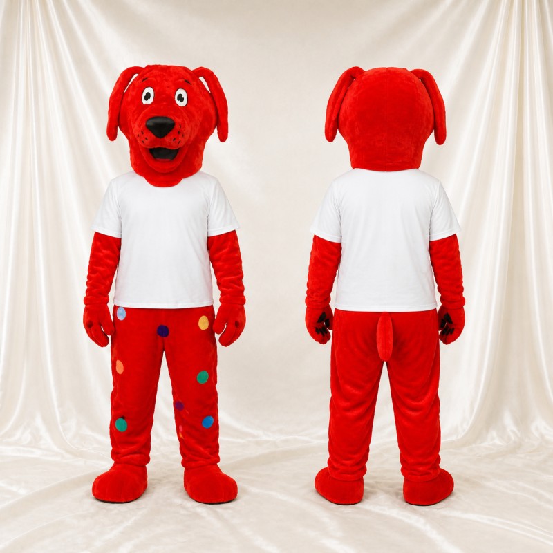 Bright Red Dog Mascot Costume Full Body for Adults School Events