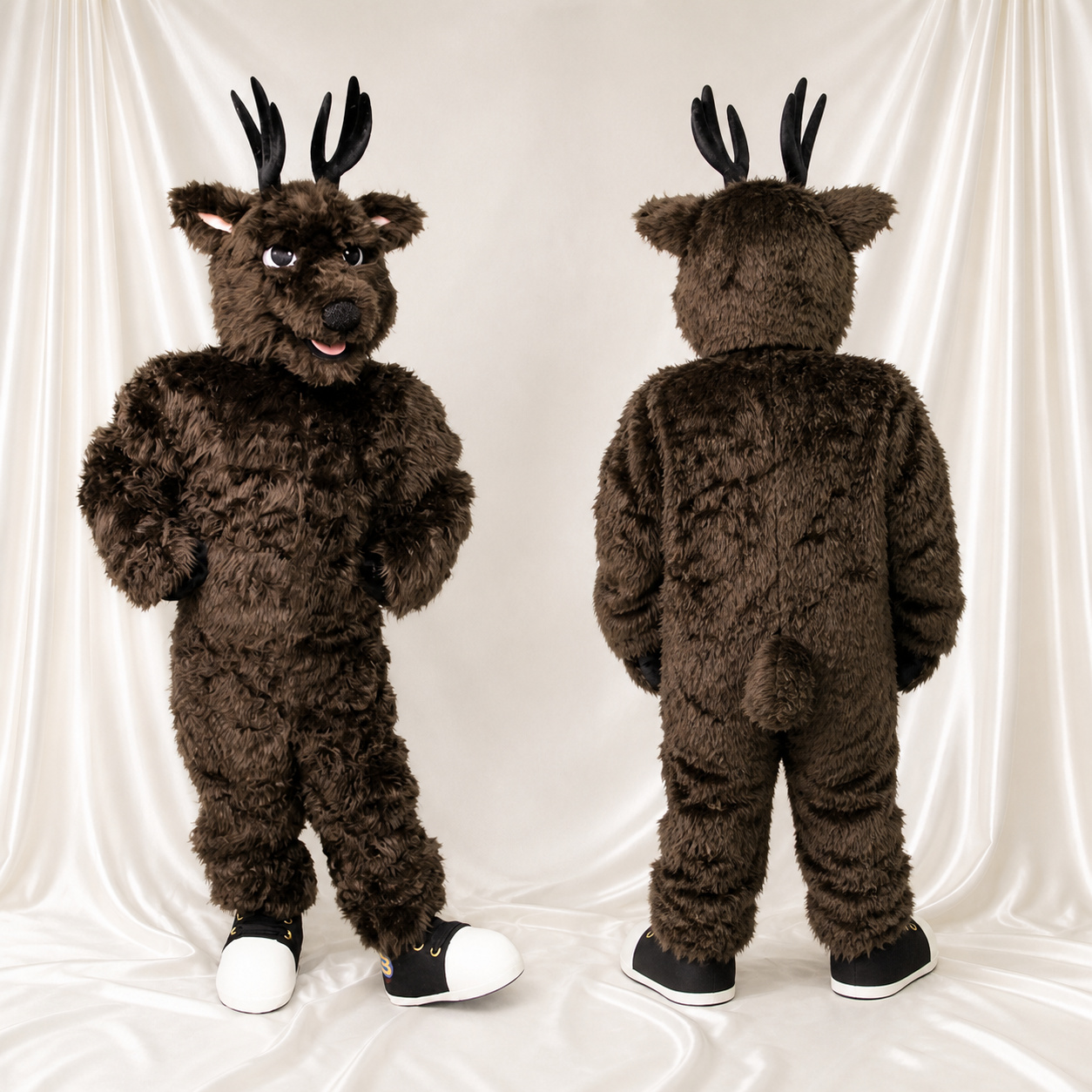 Branching Antlers Moose Mascot Costume Full Body for Adults School Events Branching Antlers Moose Mascot Costume Full Body for Adults School Events