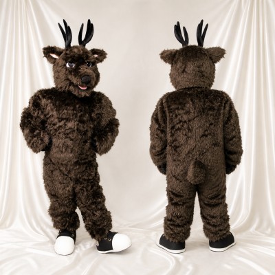 Branching Antlers Moose Mascot Costume Full Body for Adults School Events