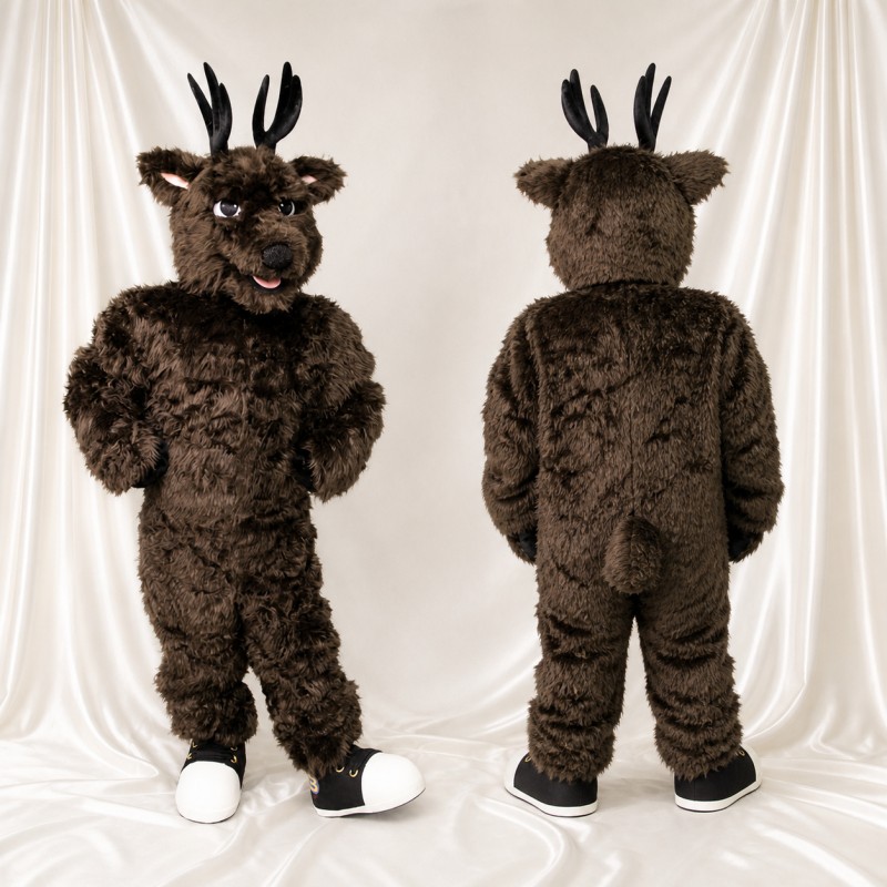 Branching Antlers Moose Mascot Costume Full Body for Adults School Events