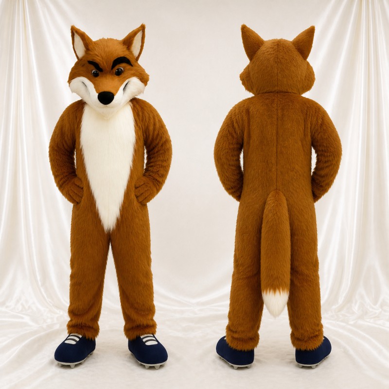 Long White Fox Mascot Costume Full Body for Adults School Events